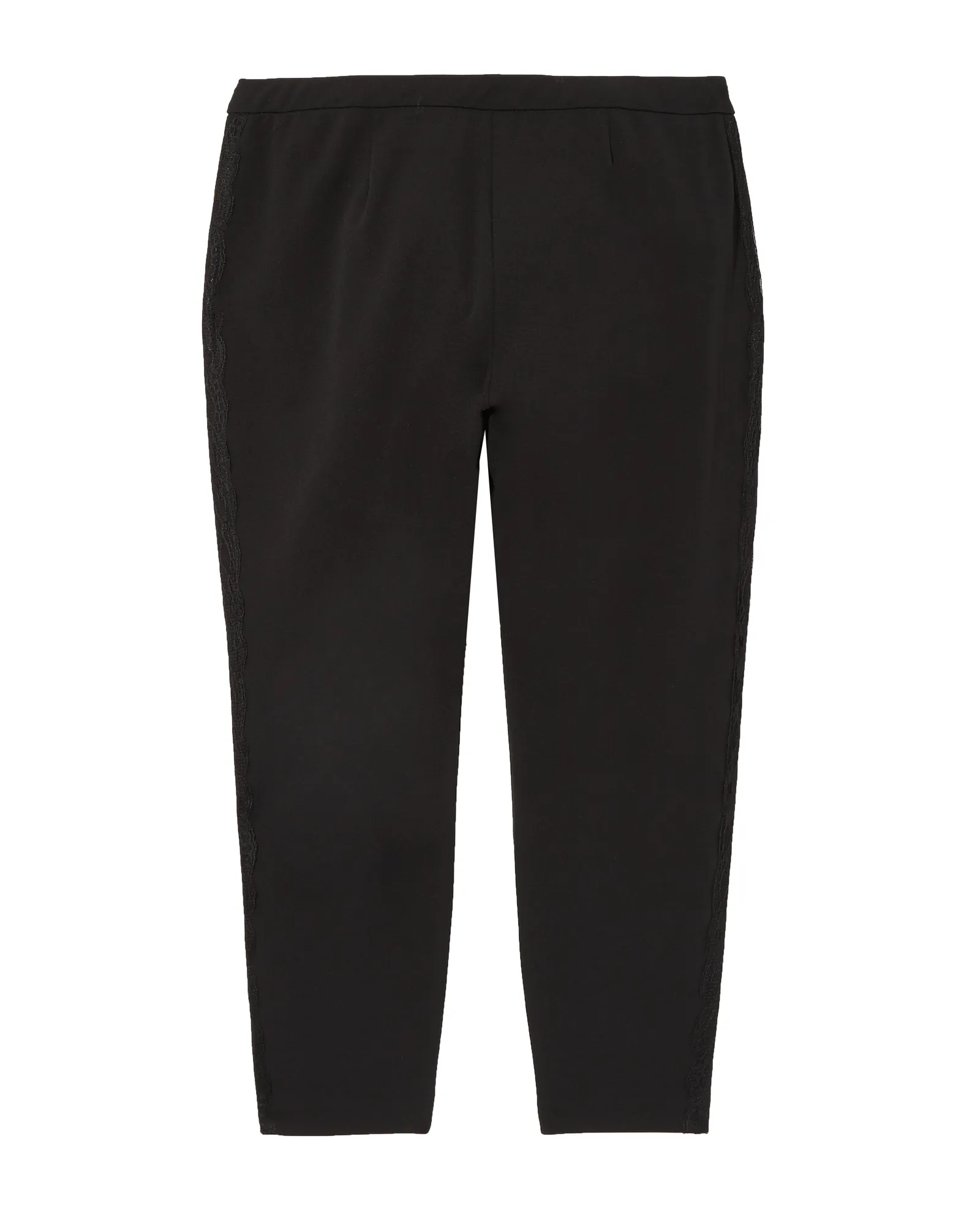 Antalya Pull On Ankle Pant w/ Lace Applique | Black
