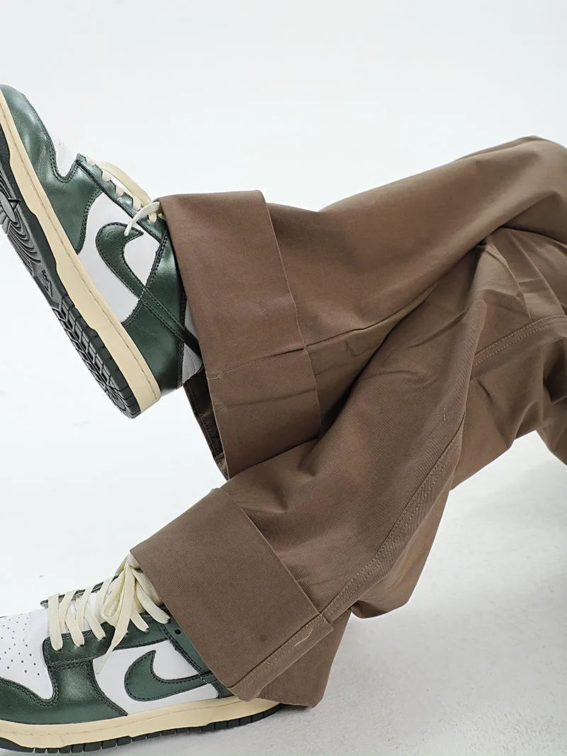 Brynn Solid Color Brown Multi Pocket Flare Pants