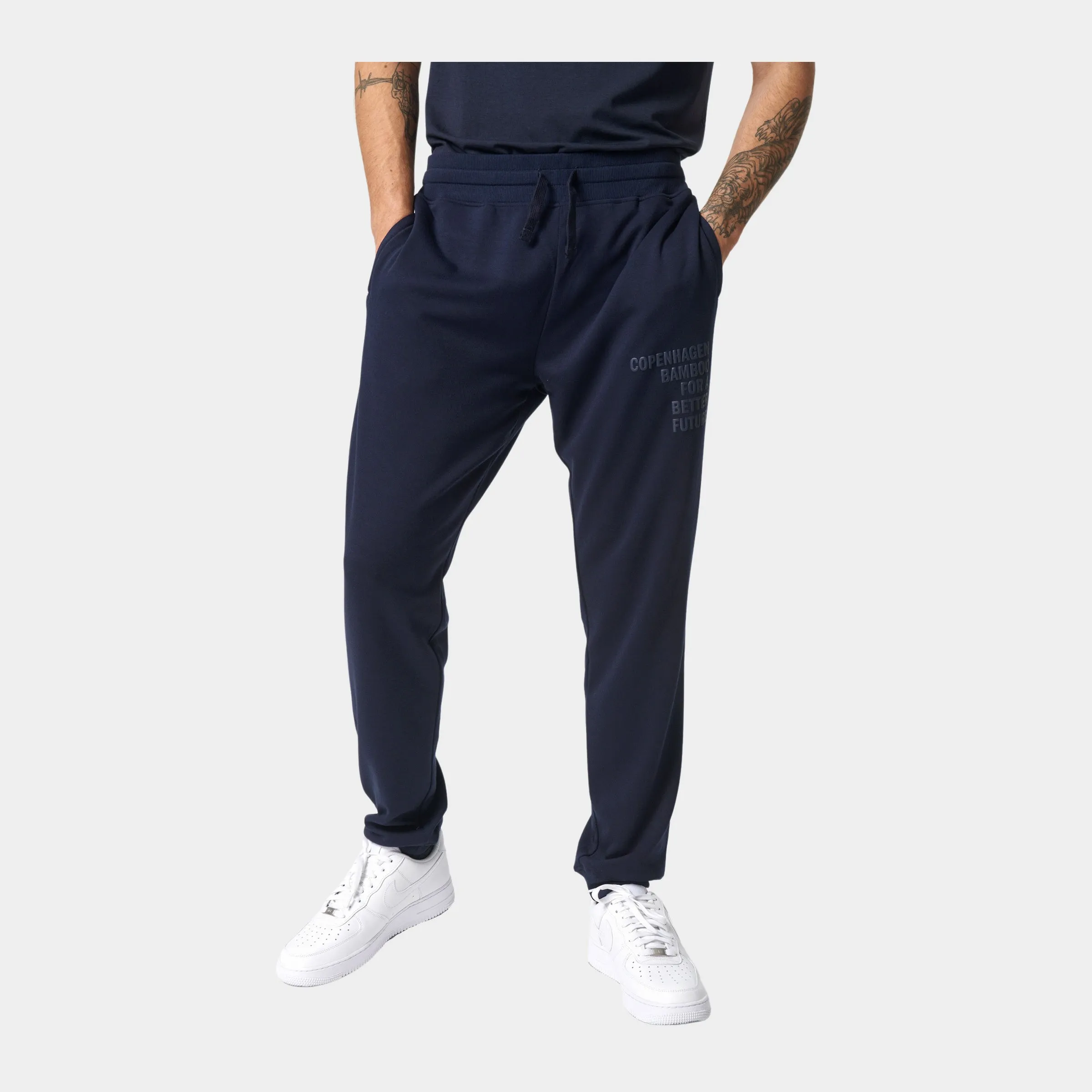 Navy bambus sweatpants med logo
