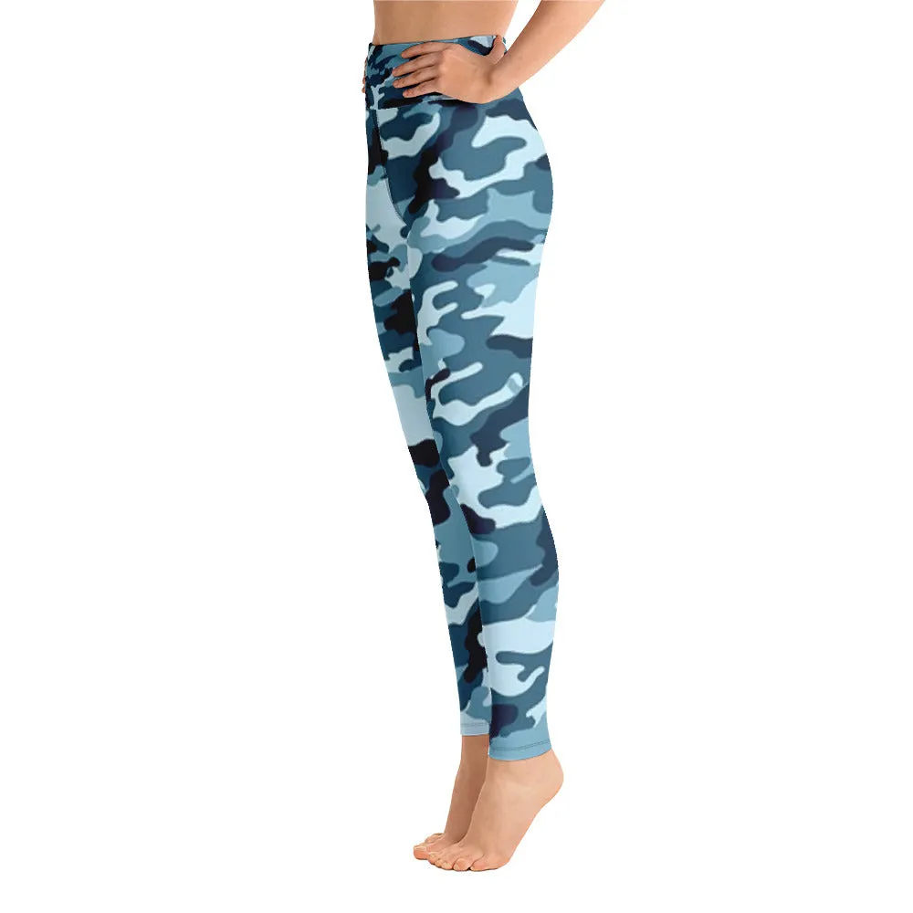 'Navy Camo' full-length yoga leggings