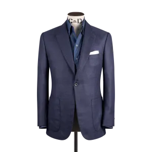 Single Breasted Notch Lapel Jacket in Navy Anniversary Wool