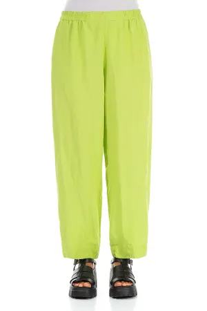 Tapered Lime Linen Trousers