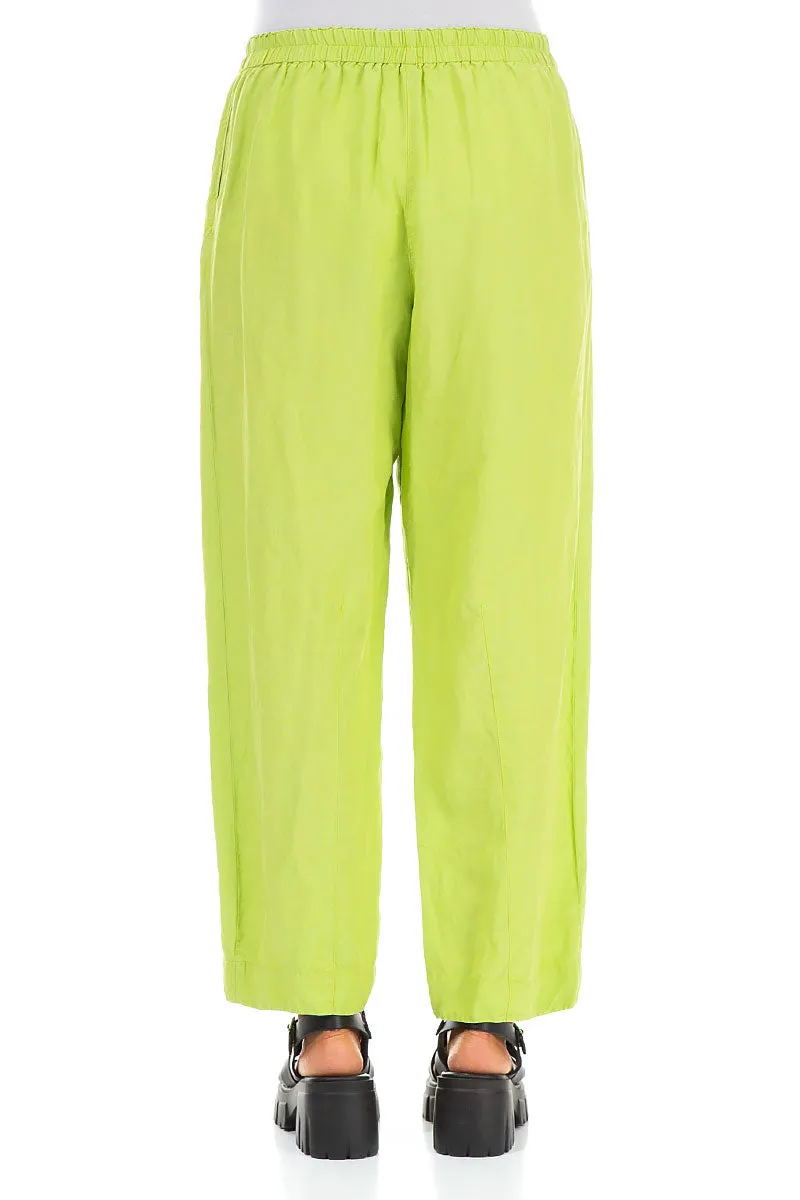 Tapered Lime Linen Trousers