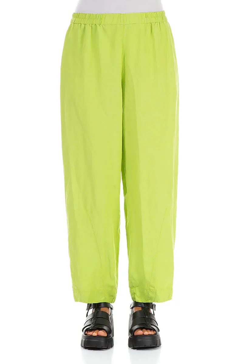 Tapered Lime Linen Trousers