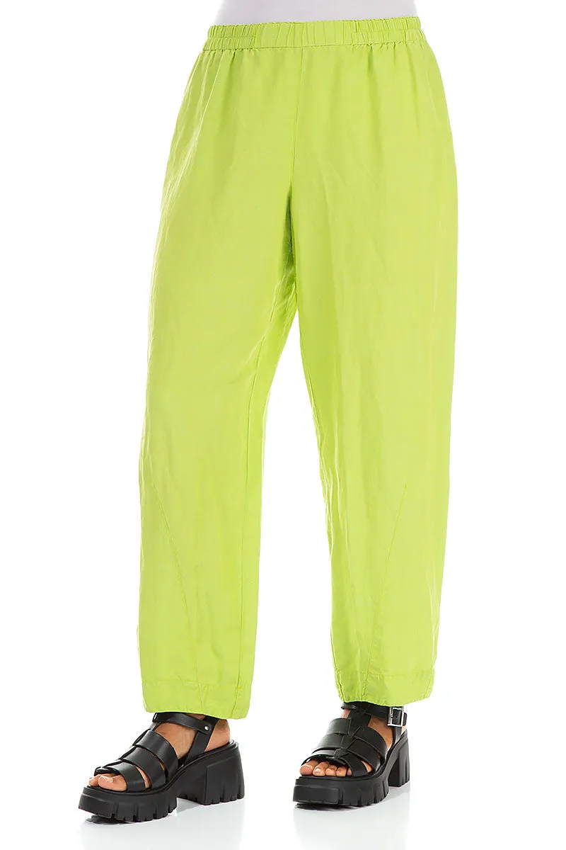 Tapered Lime Linen Trousers