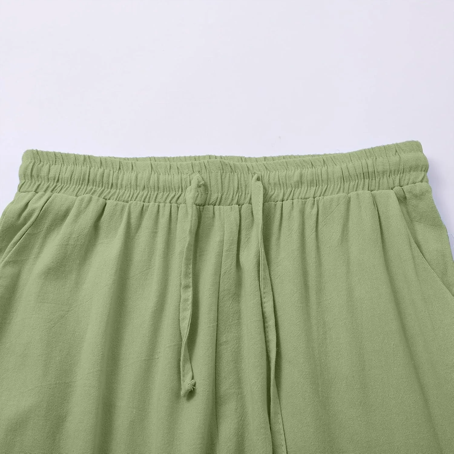 Wide Leg Linen Pants Women Palazzo Trousers Summer Casual Vacation Trousers Lounge Pant with Pockets