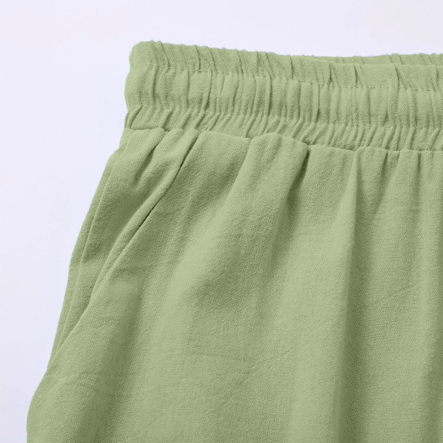 Wide Leg Linen Pants Women Palazzo Trousers Summer Casual Vacation Trousers Lounge Pant with Pockets